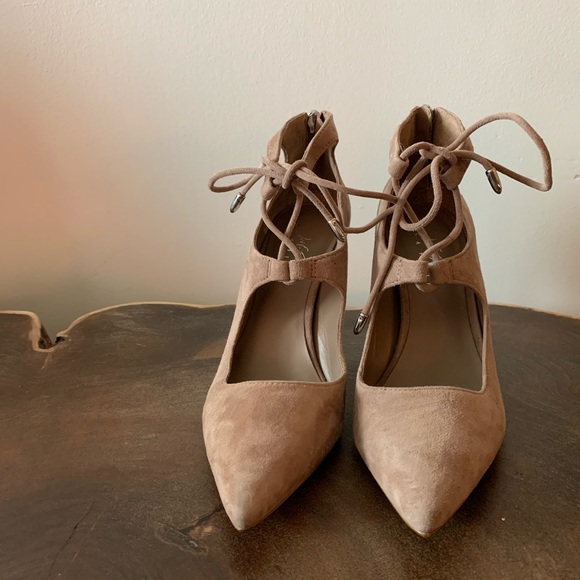 Sexy lace-up nude suede heels - Picture 2 of 4